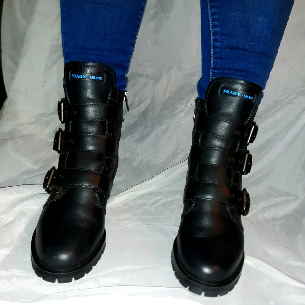 Prada combat boots